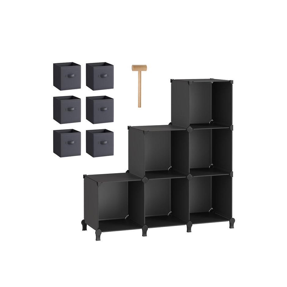 Cube Storage Unit – Non-Woven Fabric – Black and Grey – Customisable Shape with Storage Boxes