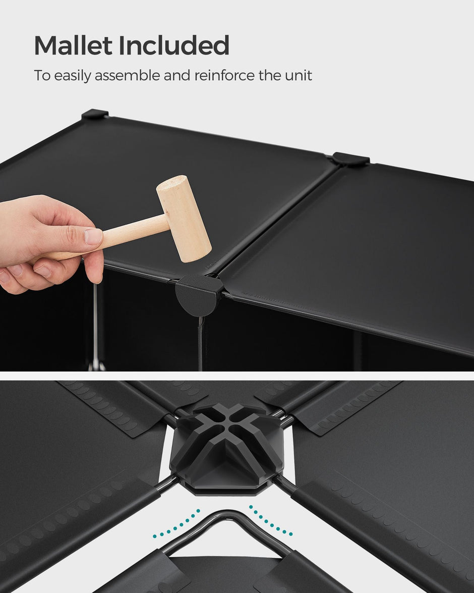 Cube Storage Unit – Non-Woven Fabric – Black and Grey – Customisable Shape with Storage Boxes