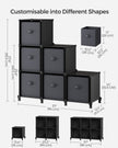 Cube Storage Unit – Non-Woven Fabric – Black and Grey – Customisable Shape with Storage Boxes