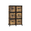 Cube Storage Organizer – Wood – Rustic Brown – 6 Non-Woven Fabric Storage Boxes