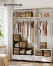 Cube Storage Organizer – Wood – Rustic Brown – 6 Non-Woven Fabric Storage Boxes