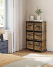 Cube Storage Organizer – Wood – Rustic Brown – 6 Non-Woven Fabric Storage Boxes