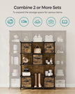 Cube Storage Organizer – Wood – Rustic Brown – 6 Non-Woven Fabric Storage Boxes