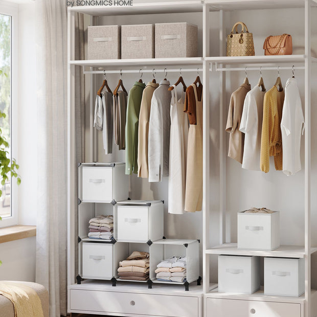 Cube Storage Organiser – Non-Woven Fabric – Cloud White – Customisable Shape with 6 Storage Boxes