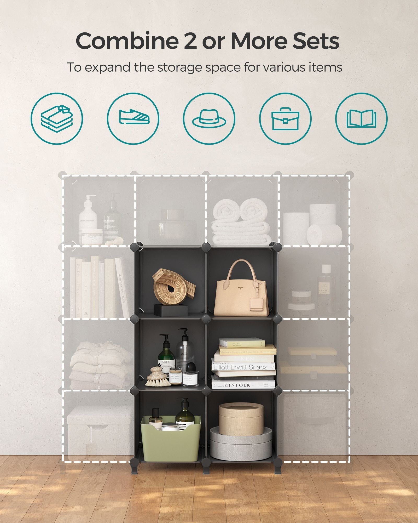 6-Cube Storage Organizer – MDF – Ink Black – Interlocking Design