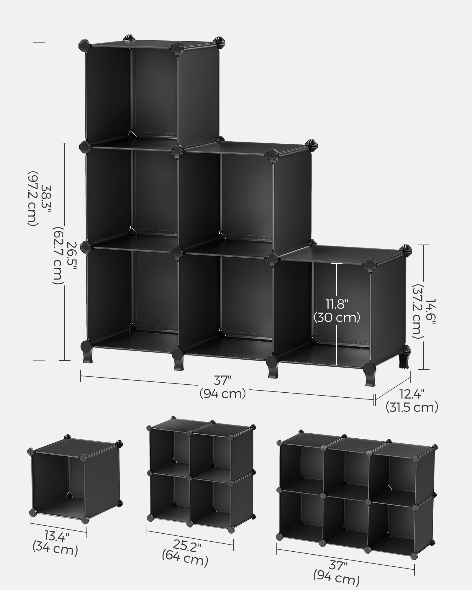 6-Cube Storage Organizer – MDF – Ink Black – Interlocking Design