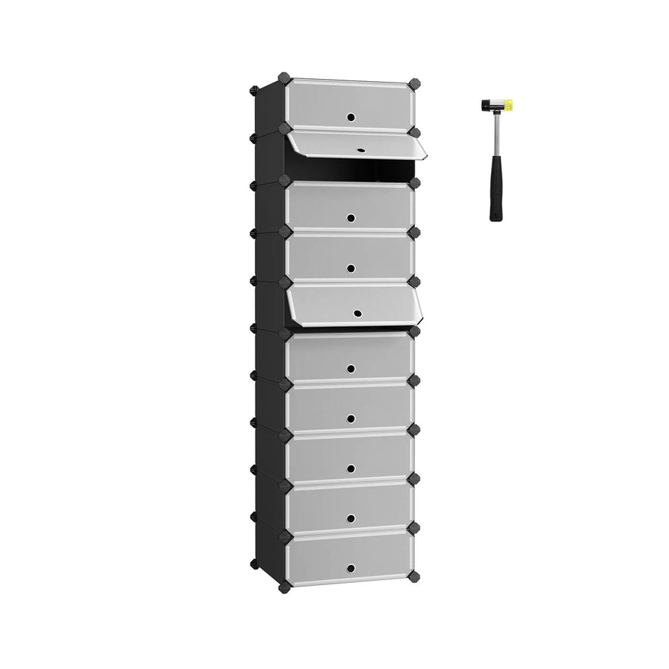 Shoe Rack – Metal Wire – Black – 10-Slot Modular Storage Unit