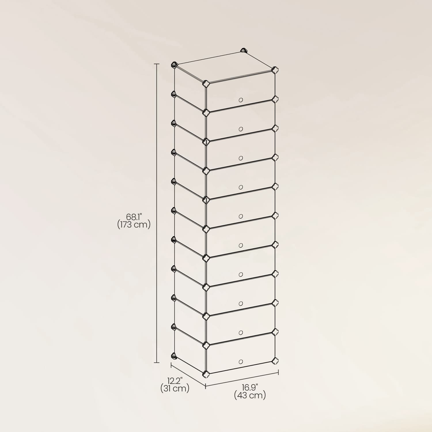10-Tier Shoe Rack – Plastic – Black – Modular Storage Unit with Door