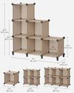 6 Cube Storage Unit – Plastic – Camel Brown – Versatile Organizer with Metal Grid