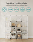 6 Cube Storage Unit – Plastic – Cream White – Multi-functional Organizer with Metal Grid