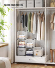 Folding Wardrobe Organiser – Plastic – Black – Large 6-Cube Storage System with Top Metal Grid