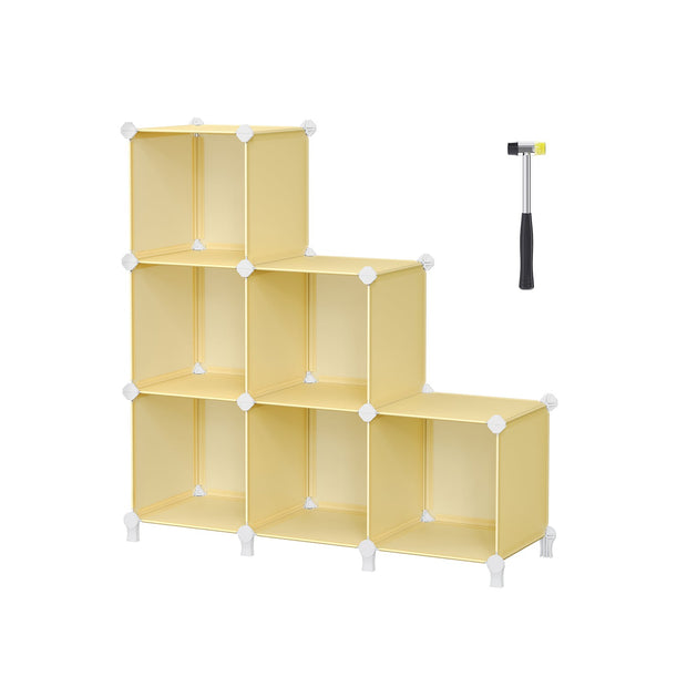 6 Cube Storage Unit – Plastic – Black – Versatile Organizer with Top Metal Grid