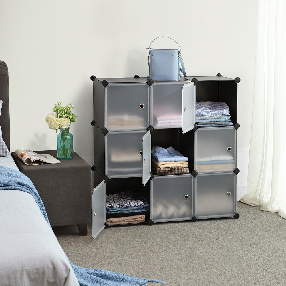 Modular Storage Unit – Quality Plastic – White – Interlocking 12-Cube Design with Doors