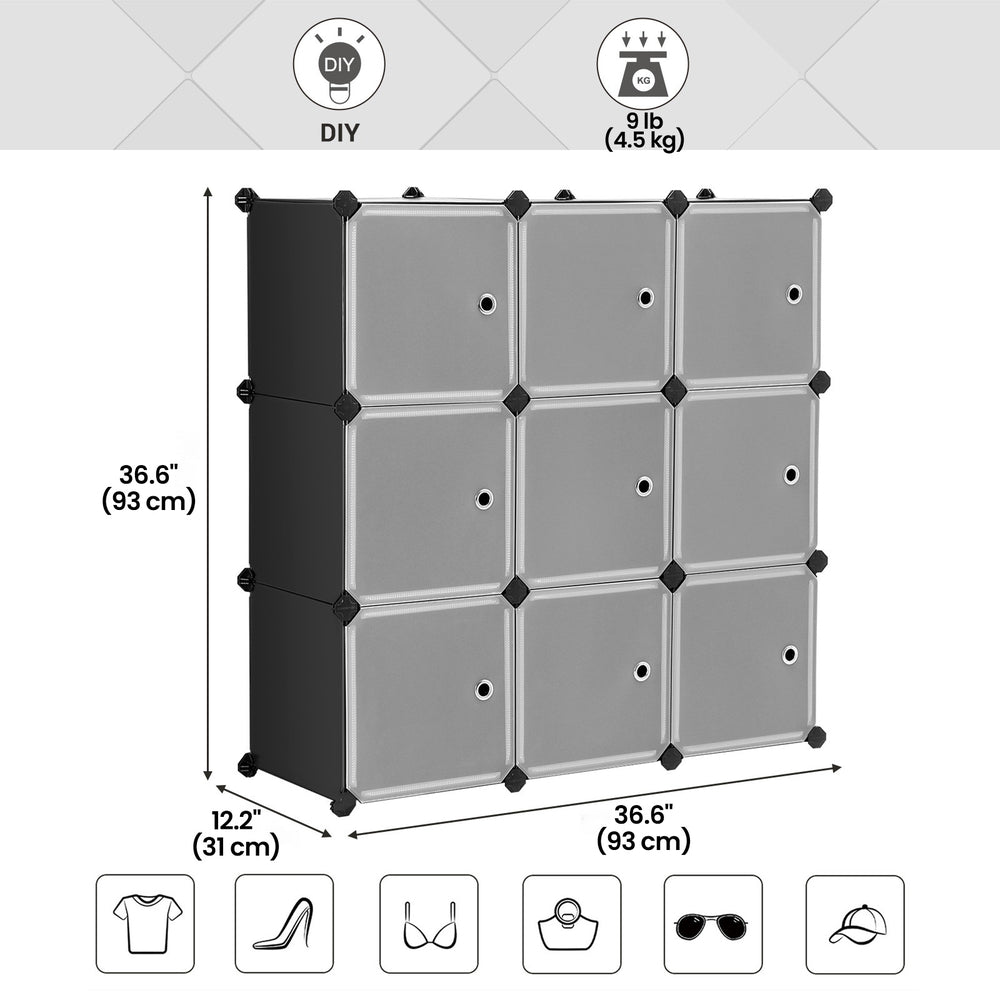 Modular Storage Unit – Quality Plastic – White – Interlocking 12-Cube Design with Doors