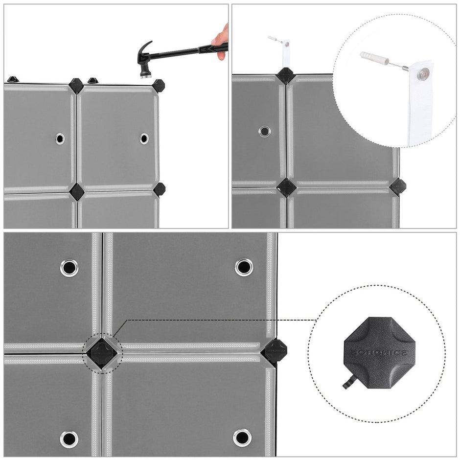 Modular Storage Unit – Quality Plastic – White – Interlocking 12-Cube Design with Doors