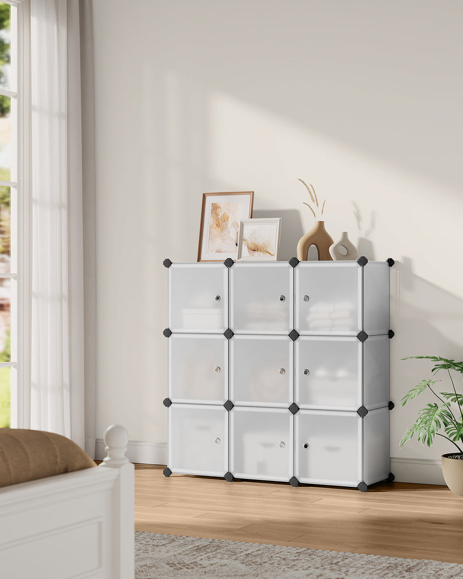 9 Cube Storage Organizer – Quality Plastic – White – Stable and Easy to Assemble