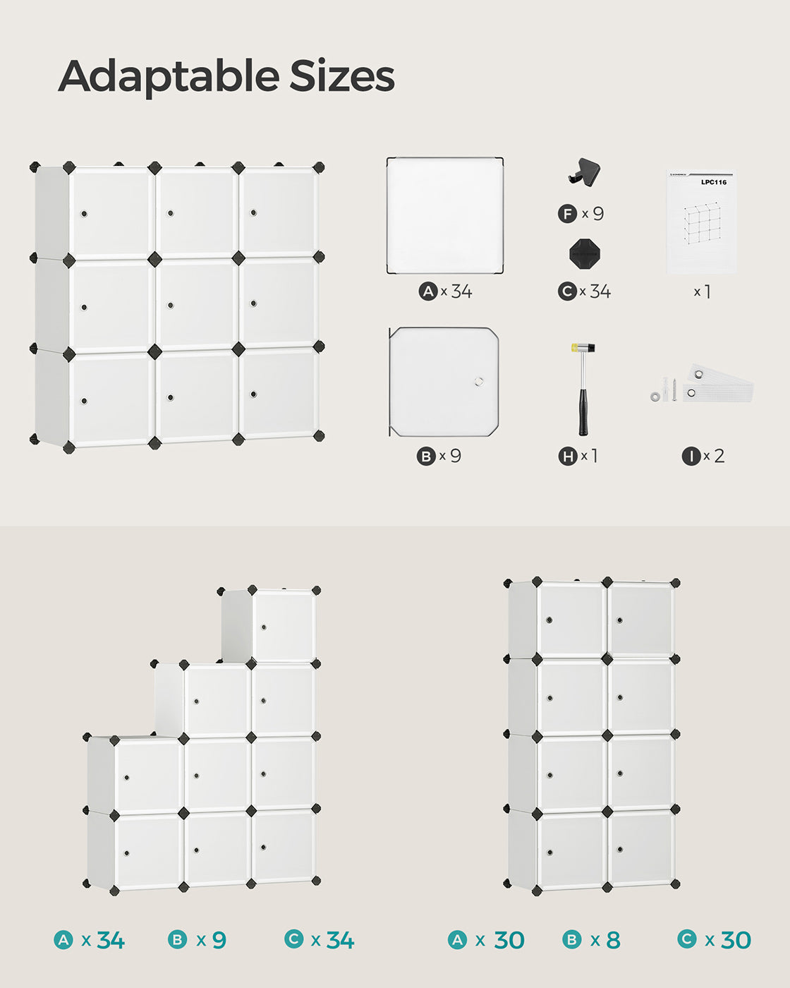 9 Cube Storage Organizer – Quality Plastic – White – Stable and Easy to Assemble
