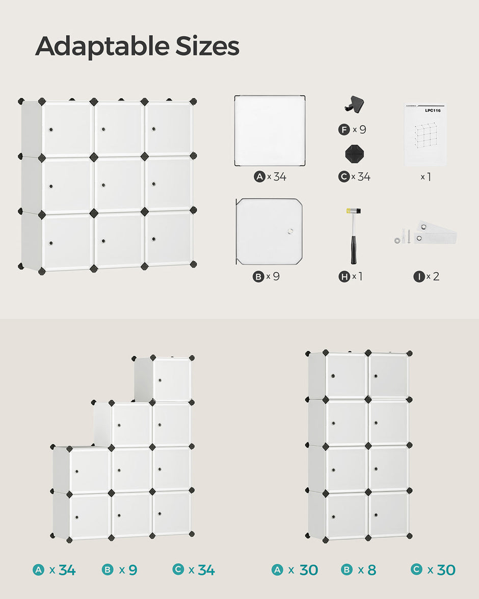 9 Cube Storage Organizer – Quality Plastic – White – Stable and Easy to Assemble