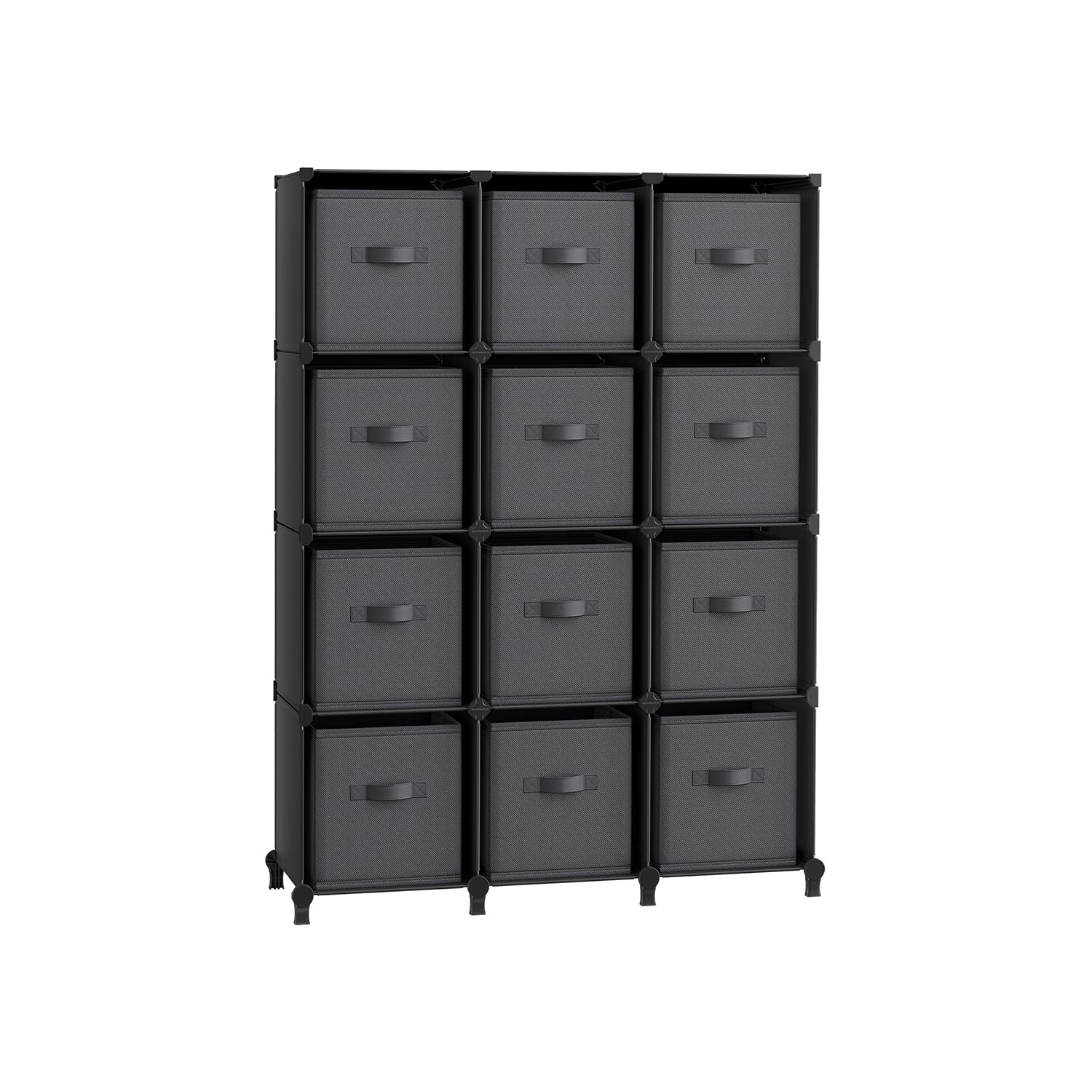 Cube Organiser – Non-Woven Fabric – Ink Black and Dove Grey – Customisable Shape with 12 Storage Boxes
