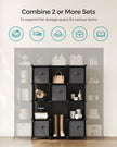 Cube Organiser – Non-Woven Fabric – Ink Black and Dove Grey – Customisable Shape with 12 Storage Boxes