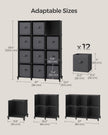 Cube Organiser – Non-Woven Fabric – Ink Black and Dove Grey – Customisable Shape with 12 Storage Boxes