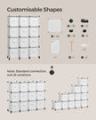 Cube Storage Organiser – Non-Woven Fabric – Cloud White – Customisable Shape with 12 Storage Boxes