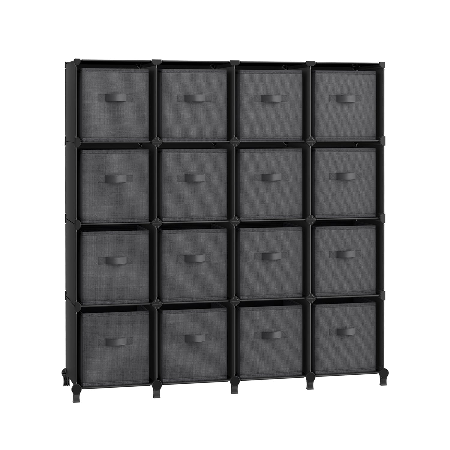 Cube Storage Organiser – Non-Woven Fabric – Ink Black and Dove Grey – Customisable Design with 16 Storage Boxes