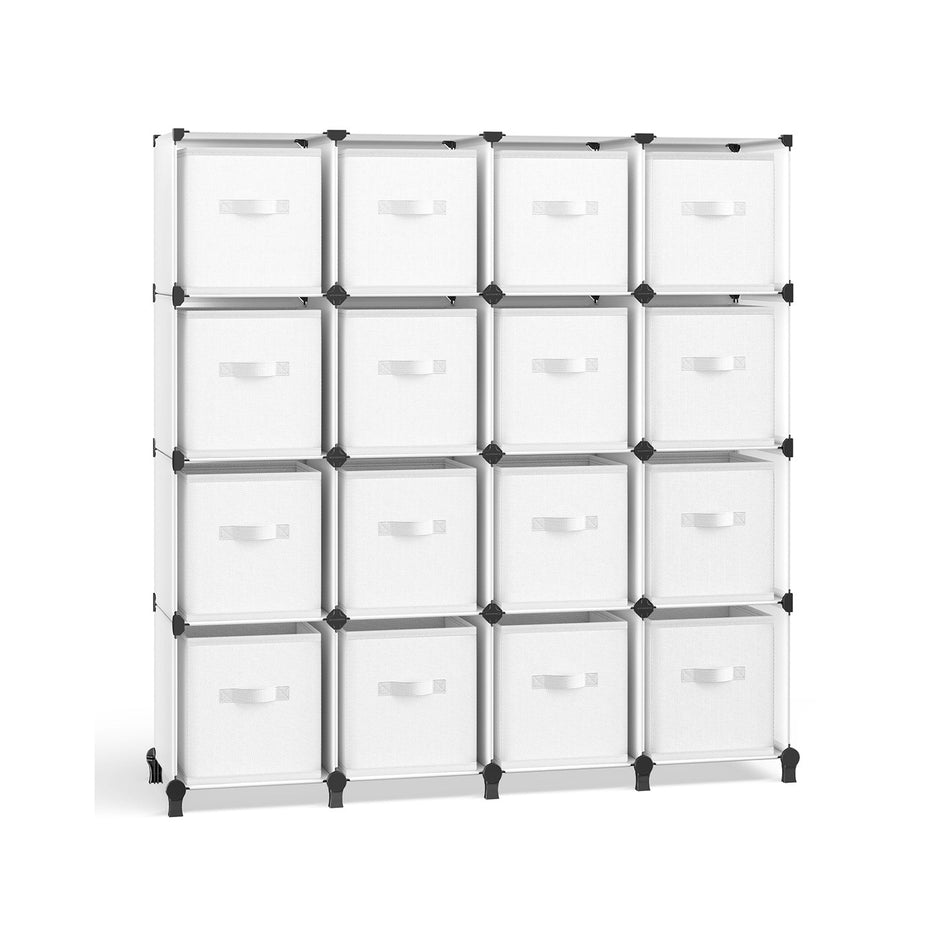Cube Storage Organiser – Non-Woven Fabric – Cloud White – Customisable Shape with 16 Storage Boxes