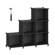Cube Storage Organiser – Plastic – Ink Black – 6-Cube Design with Metal Grid Top