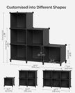 Cube Storage Organiser – Plastic – Ink Black – 6-Cube Design with Metal Grid Top