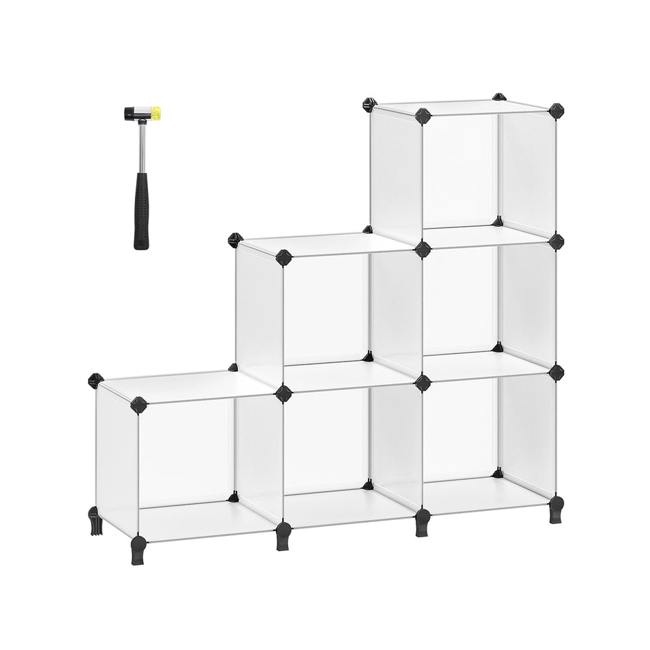 Cube Storage Organiser – Plastic – Cloud White – Large 6-Cube Design with Feet