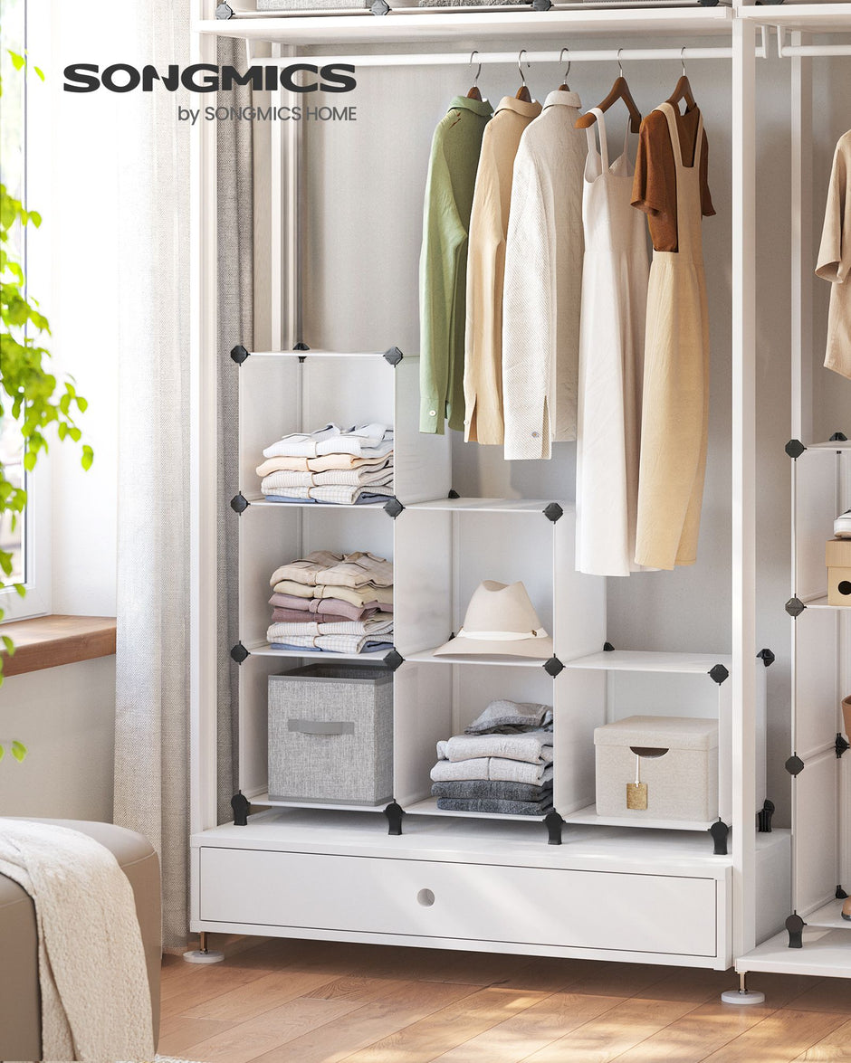 Cube Storage Organiser – Plastic – Cloud White – Large 6-Cube Design with Feet