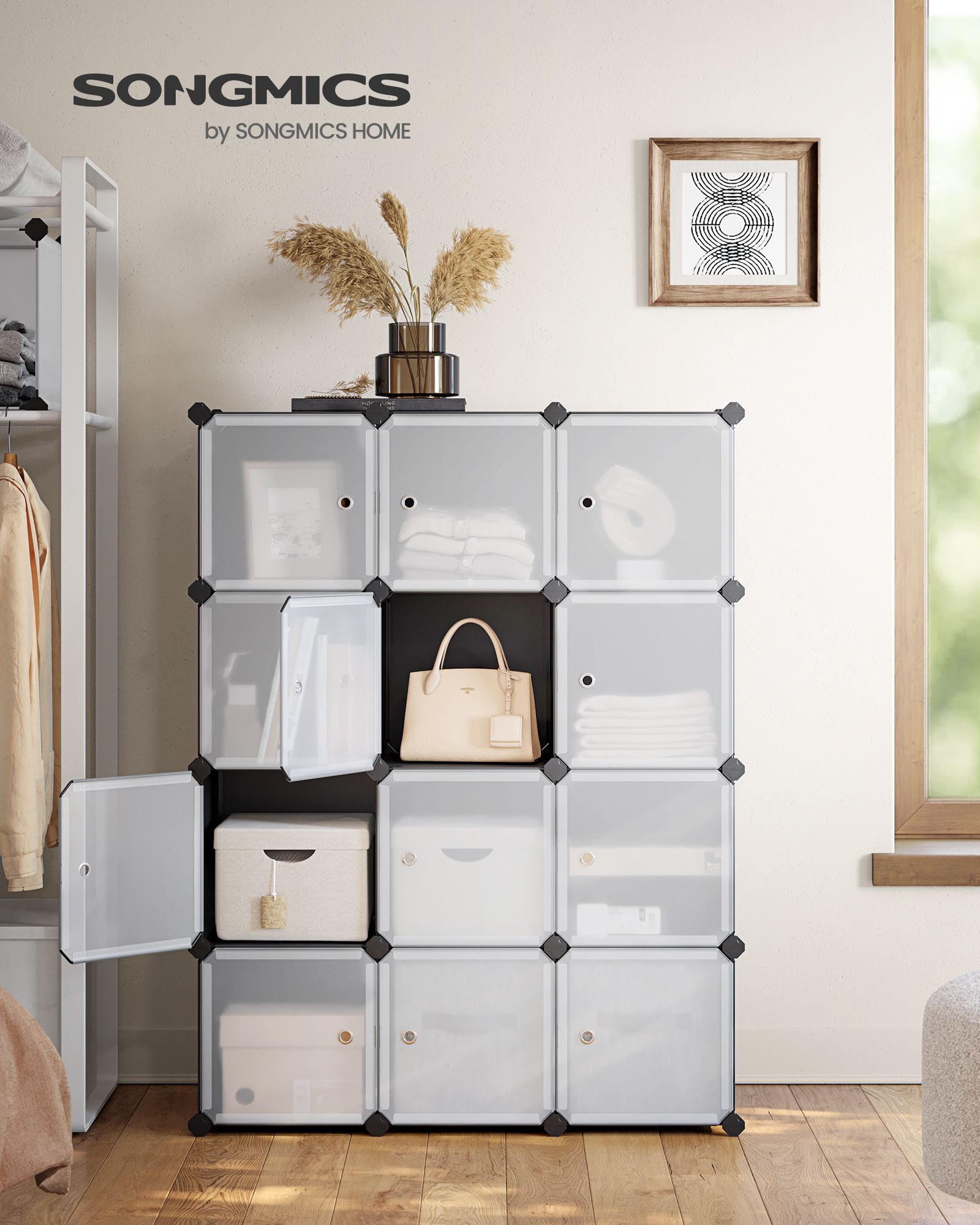 Stackable Storage Unit – Plastic – White – Interlocking Design with Easy Assembly