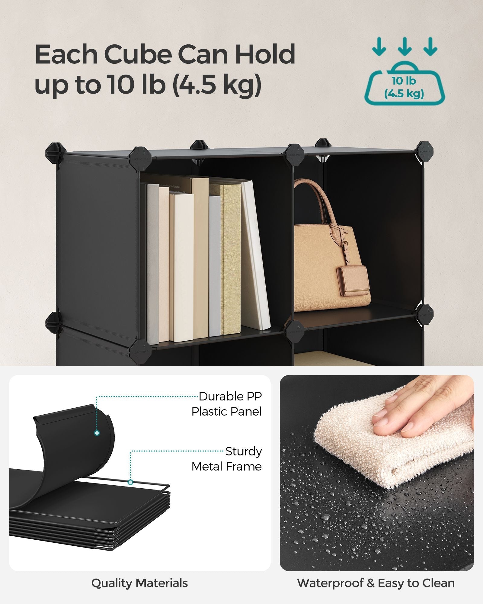 Stackable Storage Unit – Plastic – White – Interlocking Design with Easy Assembly