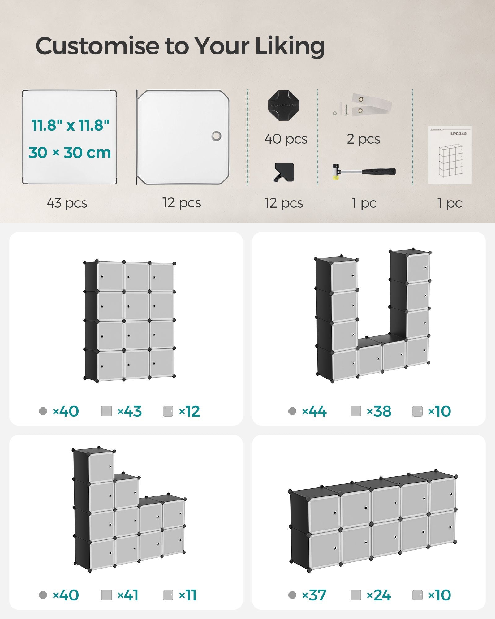 Stackable Storage Unit – Plastic – White – Interlocking Design with Easy Assembly