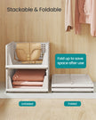 Stackable Storage Baskets – Fabric – White – Foldable and Organizational Set of 4