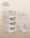 Stackable Storage Baskets – Fabric – White – Foldable and Organizational Set of 4