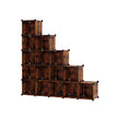16-Cube Storage Organizer – PP Plastic – Rustic Brown – Stackable DIY Shelving System