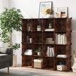 16-Cube Storage Organizer – PP Plastic – Rustic Brown – Stackable DIY Shelving System