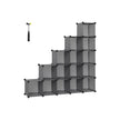 Cube Storage Organiser – PP Plastic – Slate Grey – 16 Stackable Cubes