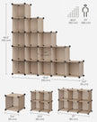 16-Cube Storage Unit – PP Plastic – Camel Brown – Stackable and Versatile Shelving System