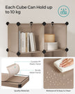 16-Cube Storage Unit – PP Plastic – Camel Brown – Stackable and Versatile Shelving System