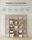 16-Cube Storage Unit – PP Plastic – Camel Brown – Stackable and Versatile Shelving System