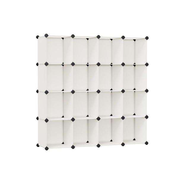 16-Cube Storage Unit – PP Plastic – Cream White – Stackable and Customizable Design