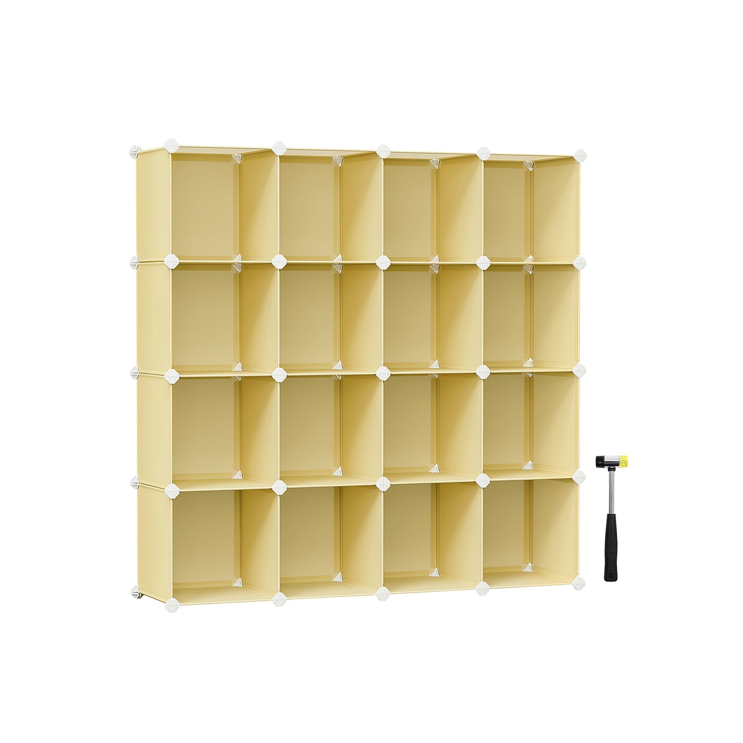 16-Cube Storage Unit – PP Plastic – Goose Yellow – Stackable and Versatile Shelving System