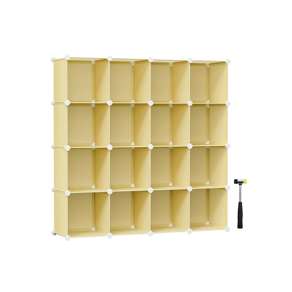 16-Cube Storage Unit – PP Plastic – Goose Yellow – Stackable and Versatile Shelving System