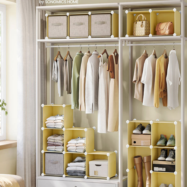 16-Cube Storage Unit – PP Plastic – Goose Yellow – Stackable and Versatile Shelving System