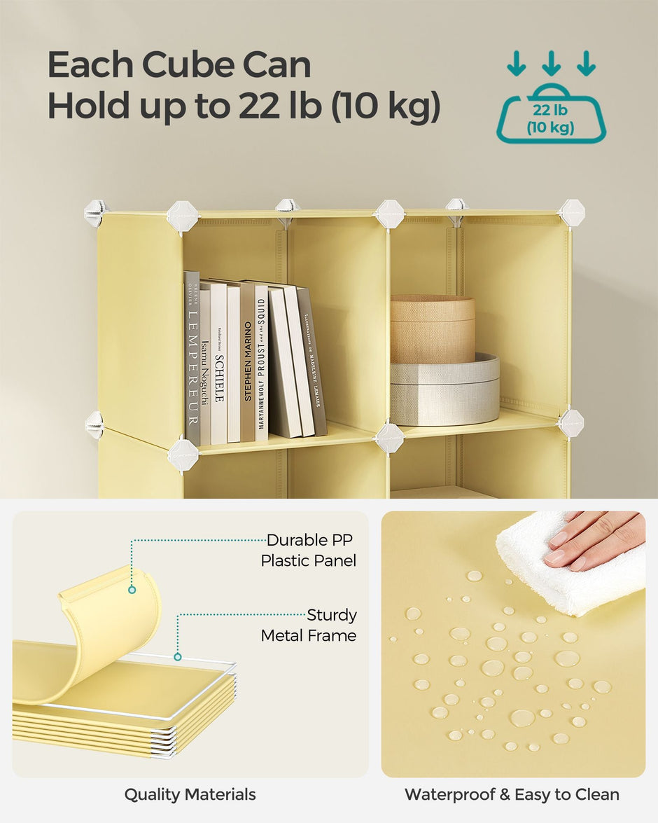 16-Cube Storage Unit – PP Plastic – Goose Yellow – Stackable and Versatile Shelving System