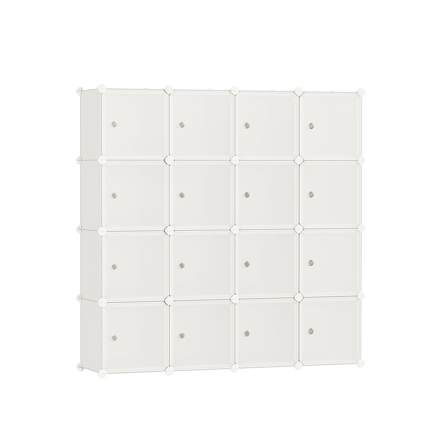 16-Cube Plastic Stackable Storage Unit – Cream White – Multi-Functional Organizer for Clothes, Shoes, Toys, and Books