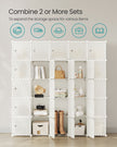 16-Cube Plastic Stackable Storage Unit – Cream White – Multi-Functional Organizer for Clothes, Shoes, Toys, and Books